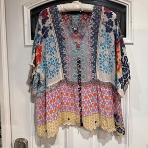 Johnny Was Pizzo Print Bttn Front Blouse, XXL